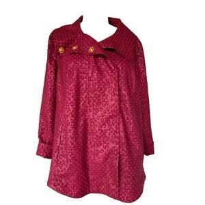 CHICOS Zenergy Size 2 US 12 Neema Embossed Dot Anorak Jacket Mulberry Red